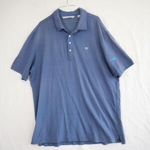 Travis Mathew Polo‎ Shirt Mens 2XL XXL Golf Casual Knit Logo Blue Short Sleeve